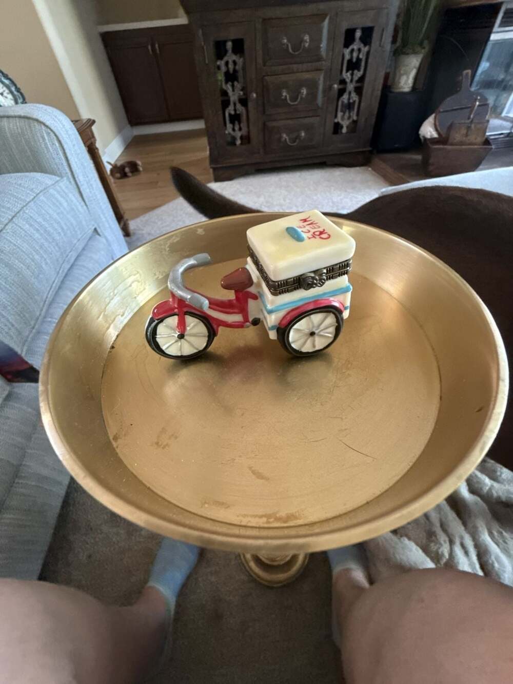 Ice Cream Vendor Bicycle Porcelain Trinket Box